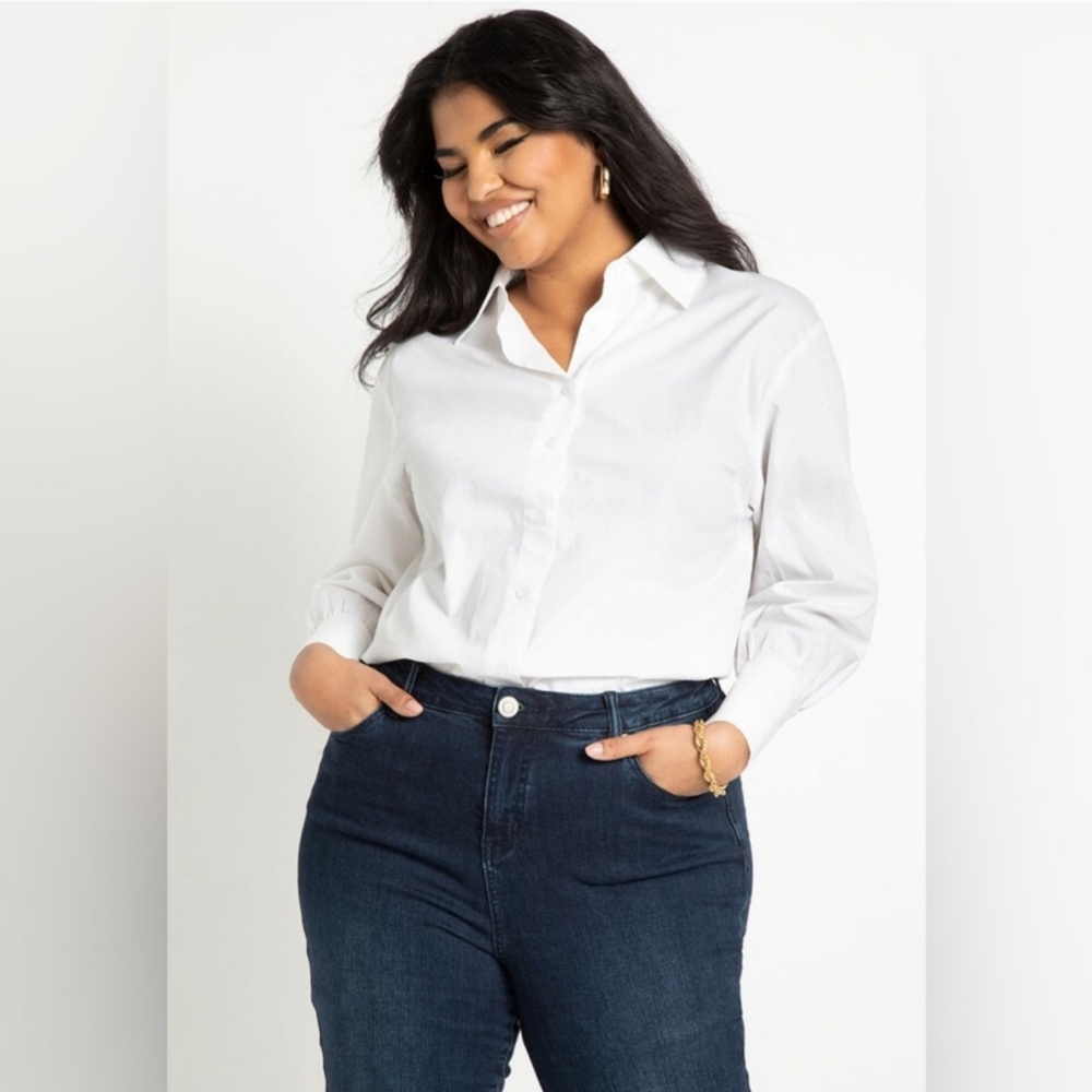 NWT Eloquii White Crisp Button Down Shirt size 22